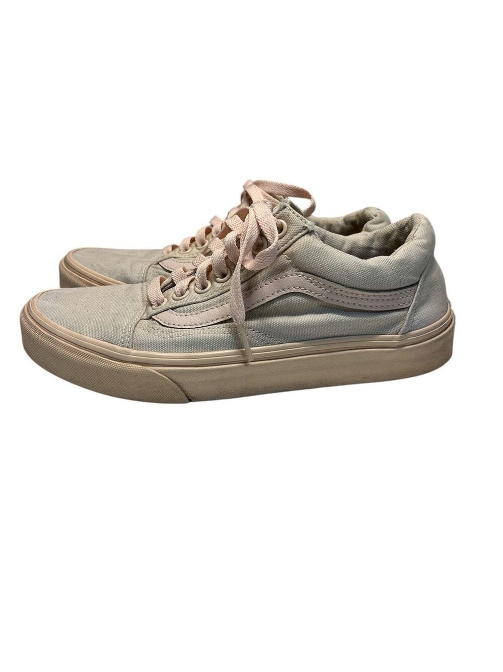 Vans Mono Canvas Old Skool Peach Blush Pink Grey Sneakers, size 8.5